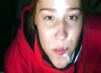 Interracial facial for this BBW