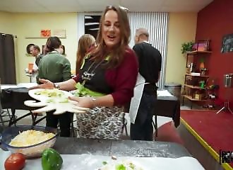 ?Slut fucks during a cooking class