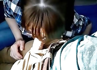 Amateur blowjob in train